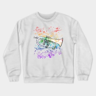 Flugelhorn Rainbow Colours Hornist Brass Musician Crewneck Sweatshirt